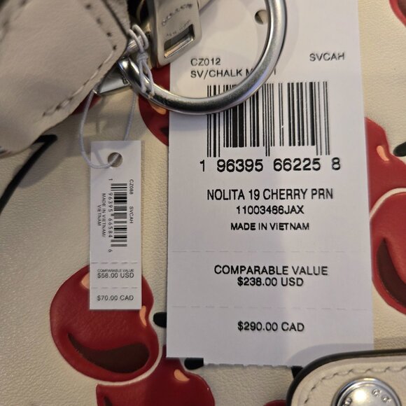 Coach Cherry Bundle Nolita 19 with Trigger Snap Bag Charm and Notebook - Picture 9 of 9